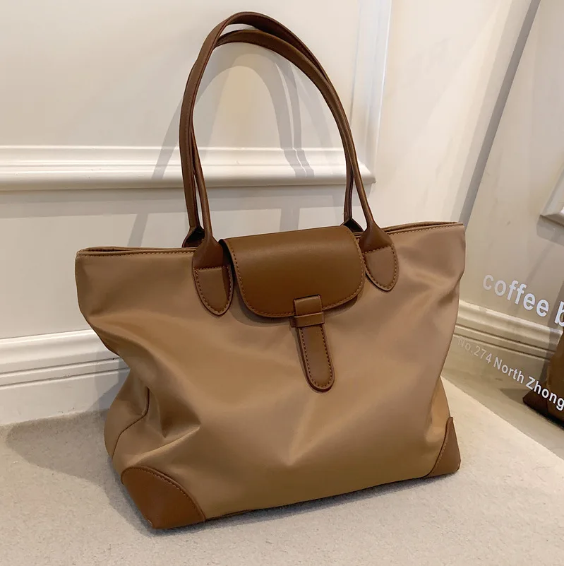 

Вместительная модная сумка-тоут, простая женская сумка из ткани Оксфорд, новинка 2022, универсальная повседневная большая сумка на одно плечо