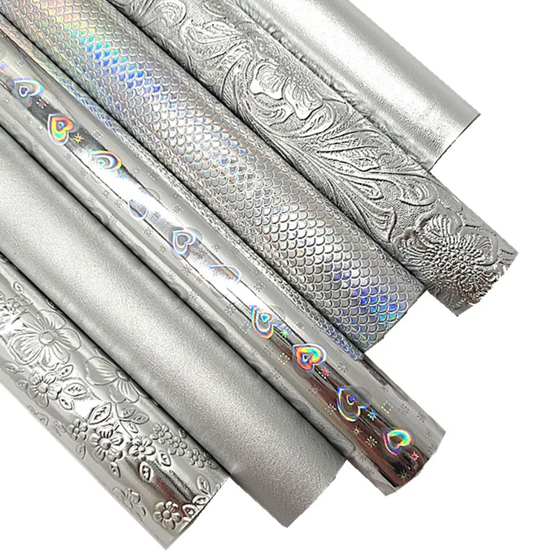 Набор из серебристой искусственной кожи с изображением рыбьей чешуи сердца и