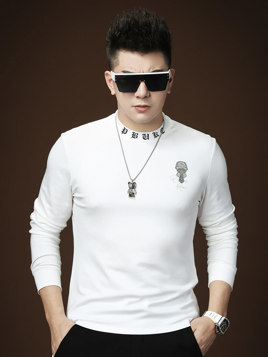 Ozhouzhan мужская рубашка с длинными рукавами осень 2023 новая модная брендовая