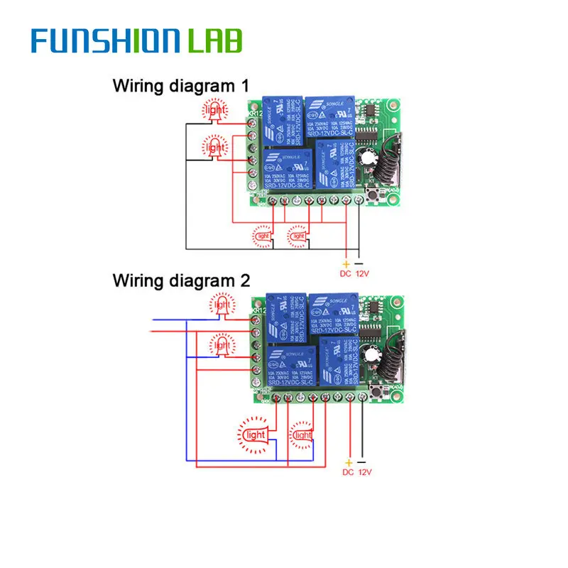 Универсальный беспроводной пульт дистанционного управления FUNSHION 433 МГц 12 В