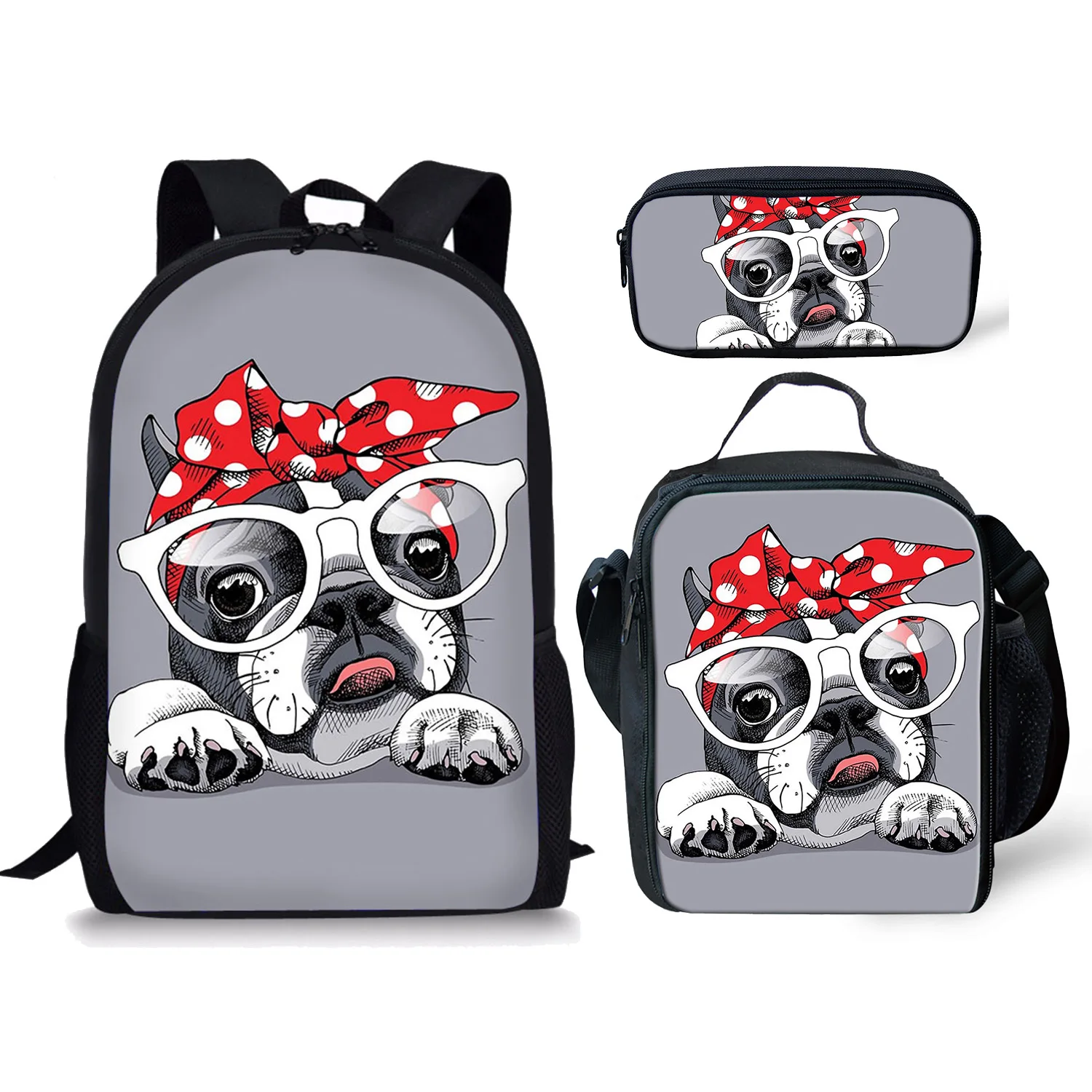 Lovely Dog Print New 3Pcs/Set School Bags Daily Travel Climbing Durable Backpack Trendy Birthday Gift for Kids Fashion Knapsack