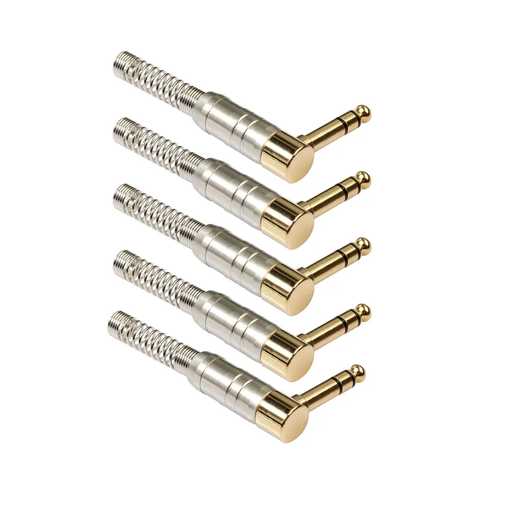 

1Pcs 6.35 mm 1/4 inch 3 Pole Stereo Jack Right Angle 90 TRS Male Plug Microphone Audio for Guitar Cable Solder Connector