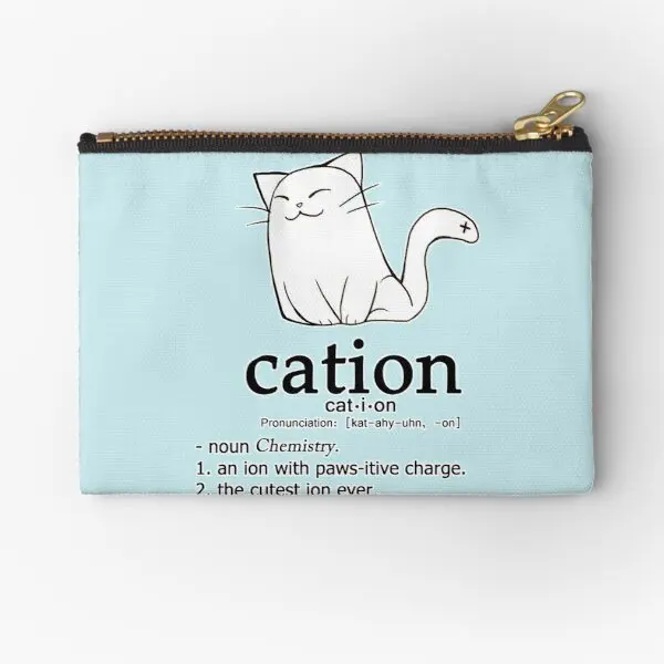 Cat Ion Science Puns  Zipper Pouches Coin Key Cosmetic Men Panties Underwear Storage Pocket Bag Small Socks Wallet Packaging