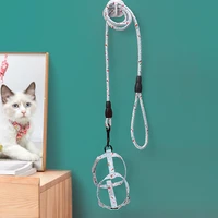 fashion printed flower pet collar harness leash for cat kitten vest chest round rope lead outdoor walking dog shitzu accessories