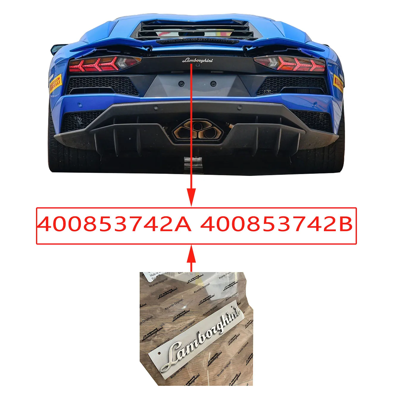

For Lamborghini Gallardo Murcielago Lettring Rear Bumper Grille Logo OEM 400853742A 400853742B