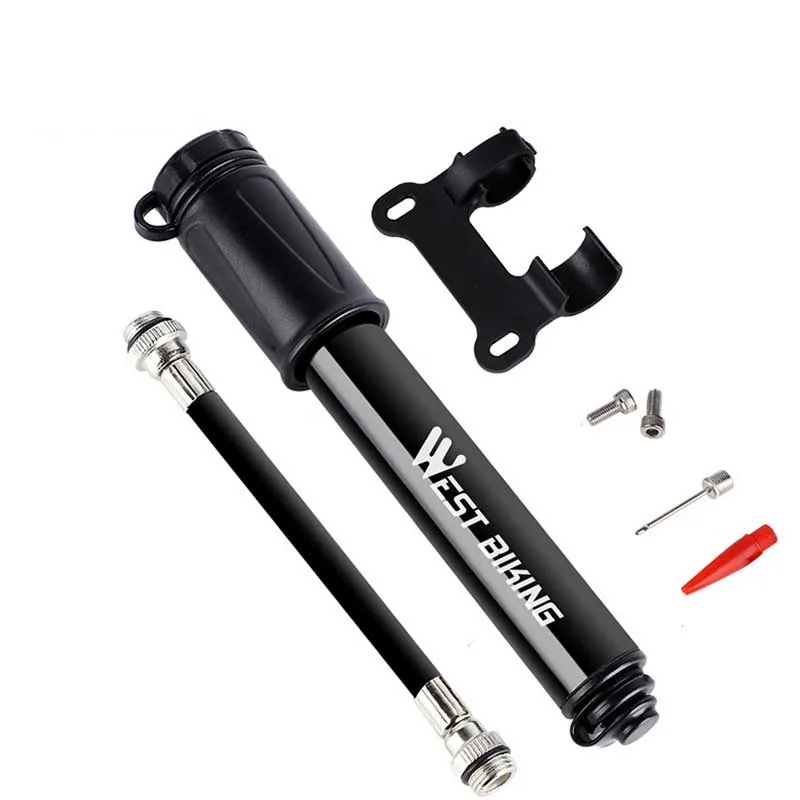 

100PSI Mini Portable Pump Alloy Tire Air Inflator Schrader Presta Valve Ball Needle Hose MTB Road Bike Accessories