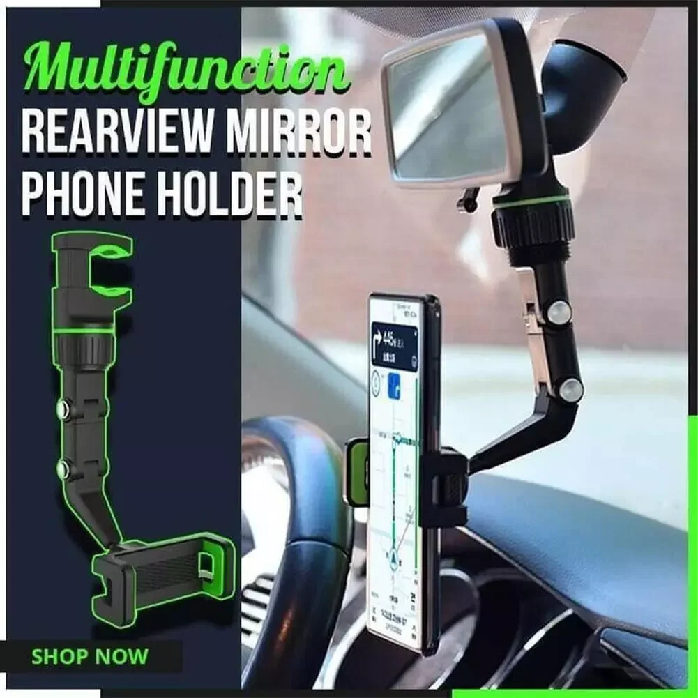 

Car Phone Holder 360 Degree Mobile Phone Stands Rearview Mirror Sun Visor In Car GPS Navigation Bracket