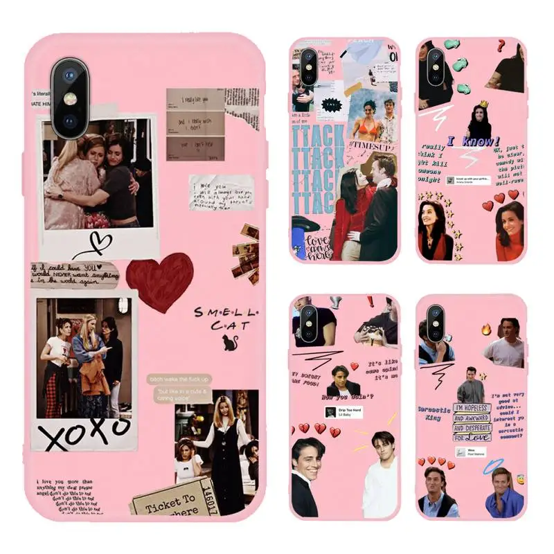 

Friends TV Show Phone Case Pink Candy Color for iPhone 11 12 mini pro XS MAX 8 7 6 6S Plus X SE 2020 XR
