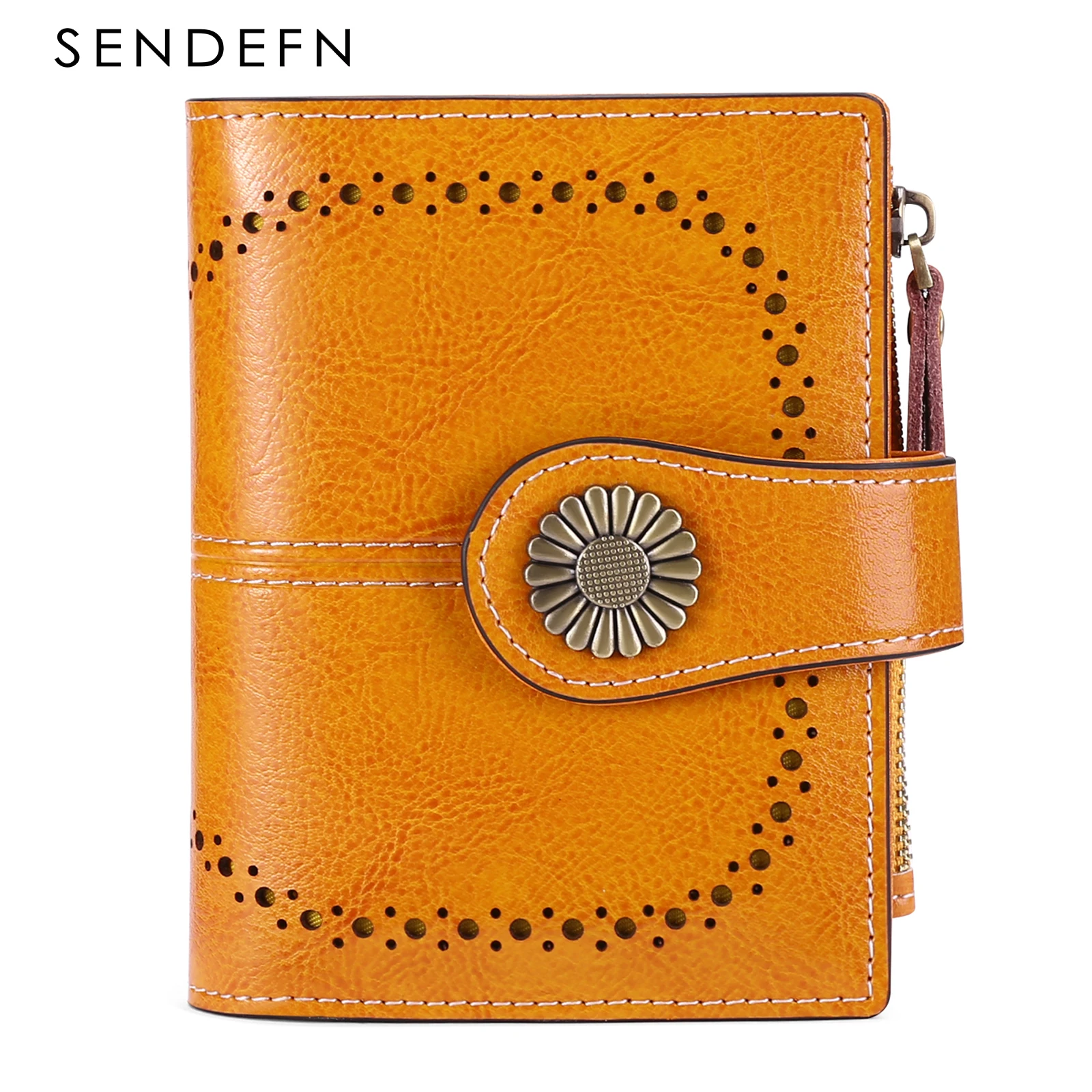 Fashion Women Wallet Genuine Leather Lady Wallets Female Hasp Double Zipper Design Coin Purse ID Card Holder Short Wallet
