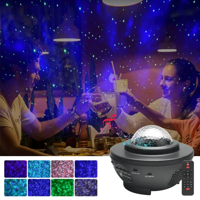 

Цветной проектор звездного неба, светильник для неба, галактики, музыкальный проигрыватель с голосовым управлением через USB, светодиодный ночник, романтическая лампа для вечеринки