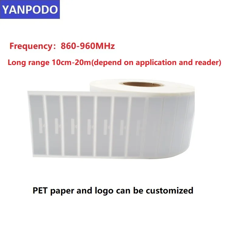 Yanpodo UHF RFID стикер 9654 ярлык tag 860-960 МГц Ucode8 чип EPC Gen2 самоклеящийся пассивный для