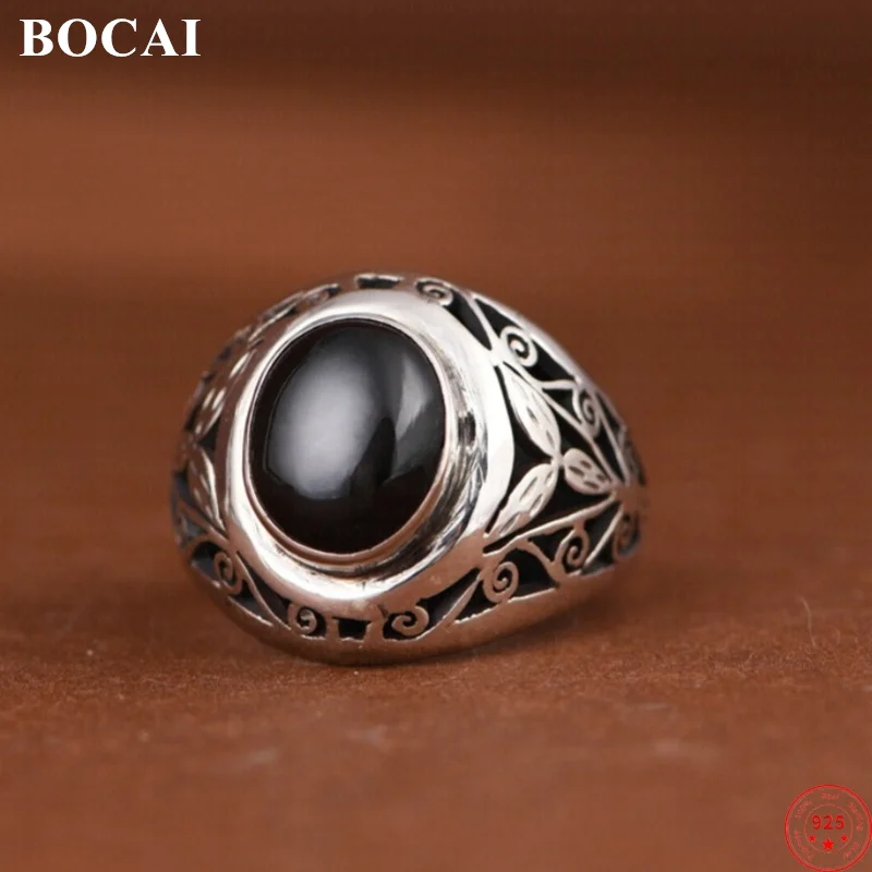 BOCAI S925 кольца-подвески из стерлингового серебра для мужчин ретро вечный