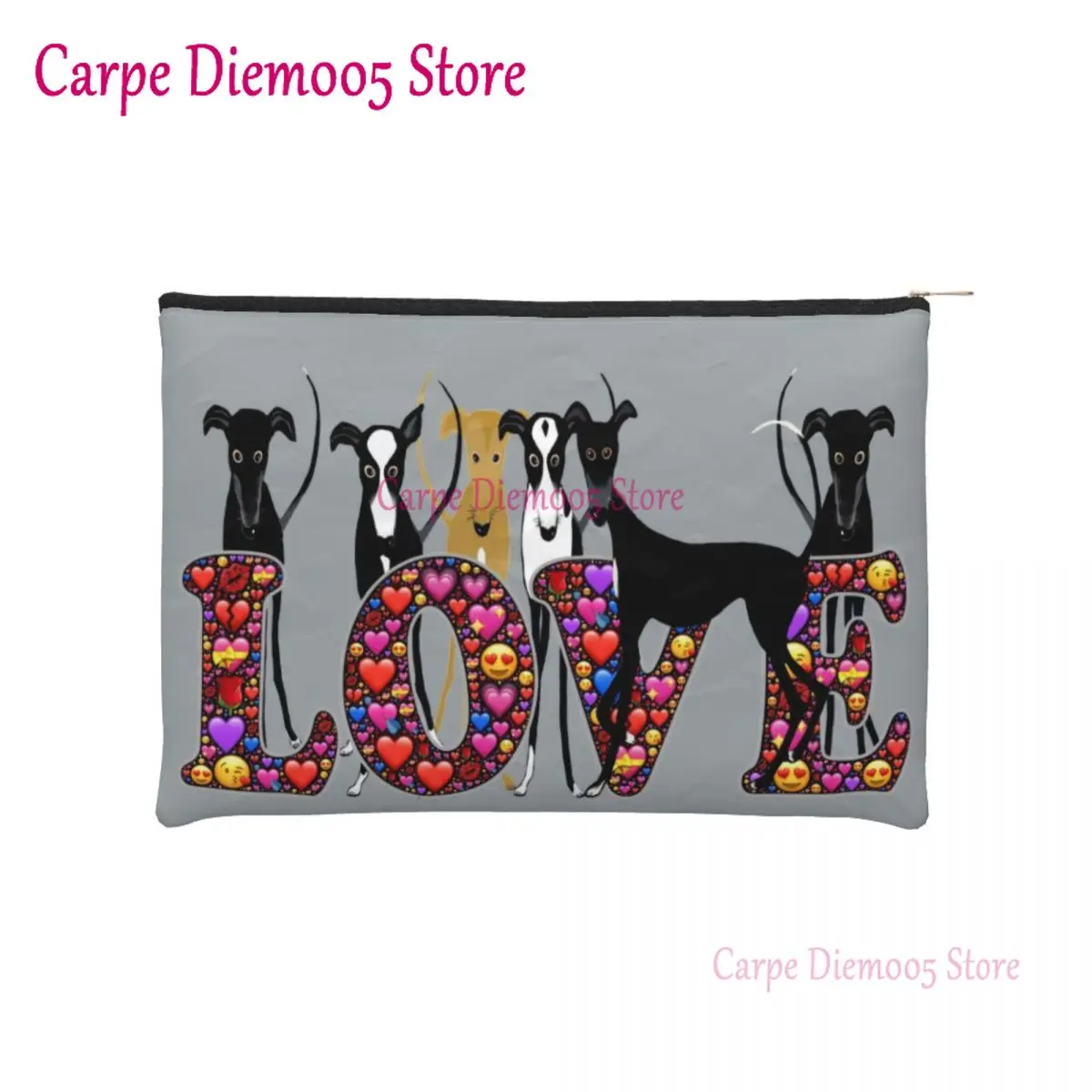 

Love Hounds Makeup Bag Women Travel Cosmetic Organizer Kawaii Greyhound Whippet Sighthound Dog Storage Toiletry Bags