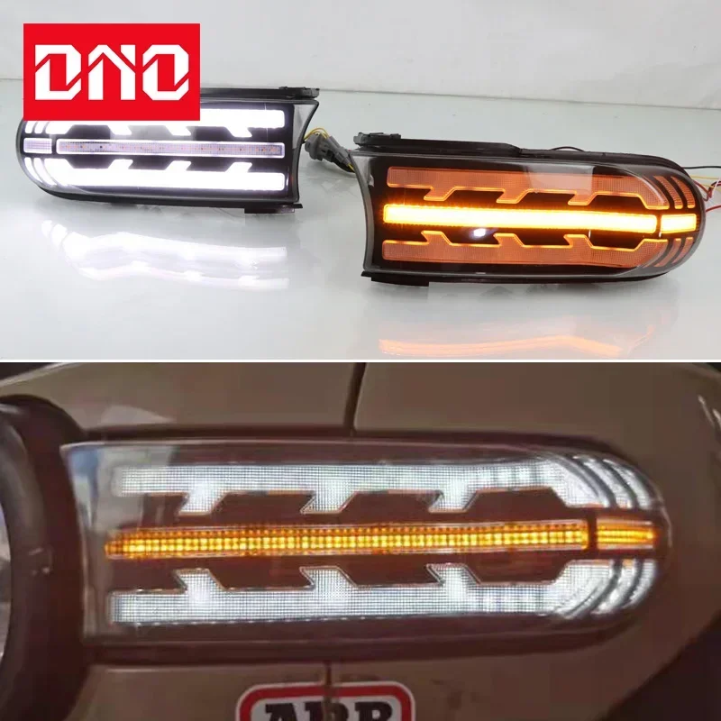 

Автомобильные светодиодные DRL 12 В дневные фонари для Toyota FJ Cruiser 2007-2021 желтый указатель поворота дневные ходовые фары авто дальние фары Foglamp