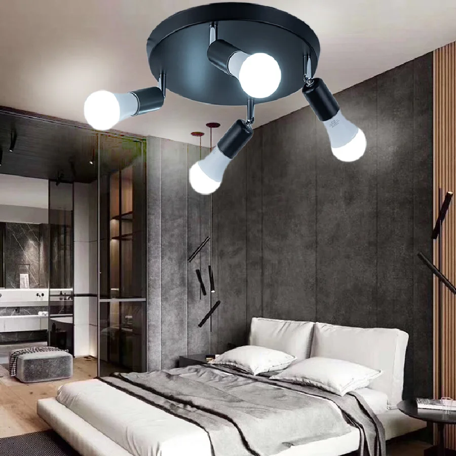 

Современная светодиодная люстра, комнатный светильник с 4 вращающимися головками для гостиной, спальни, столовой