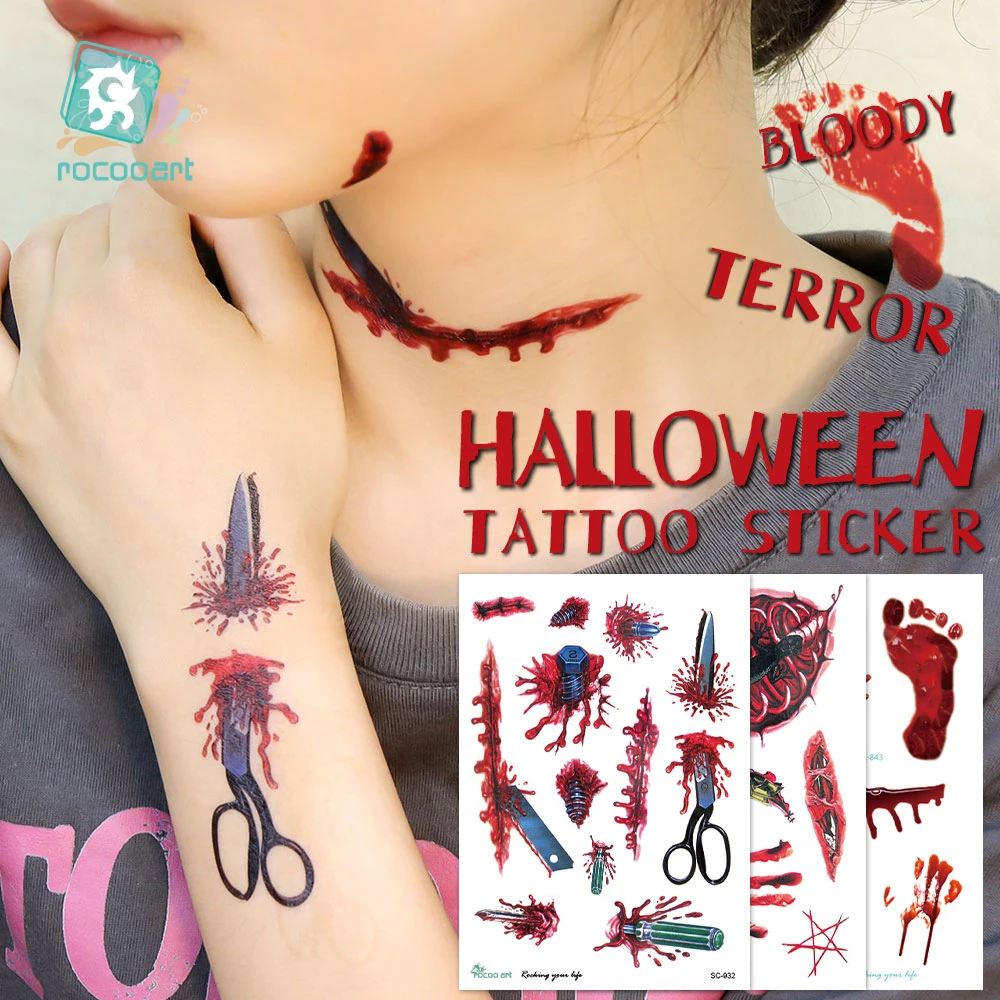 Наклейки на Хэллоуин раны кровотечение скелеты страшный день всех святых
