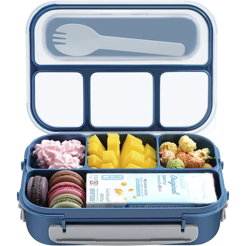 

Пищевая коробка Tiffin, коробка для завтрака, школьный детский сбалансированный контейнер Bento с 4 отделениями, Ланч-бокс, кухонные аксессуары, д...