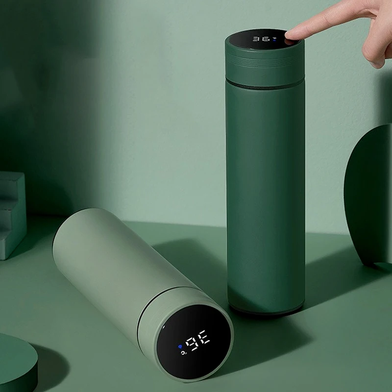 Нержавеющая стальная умная водная чаша, сохраняющая температуру и не протекающая, с двойной стенкой и LED-дисплеем, прочная.