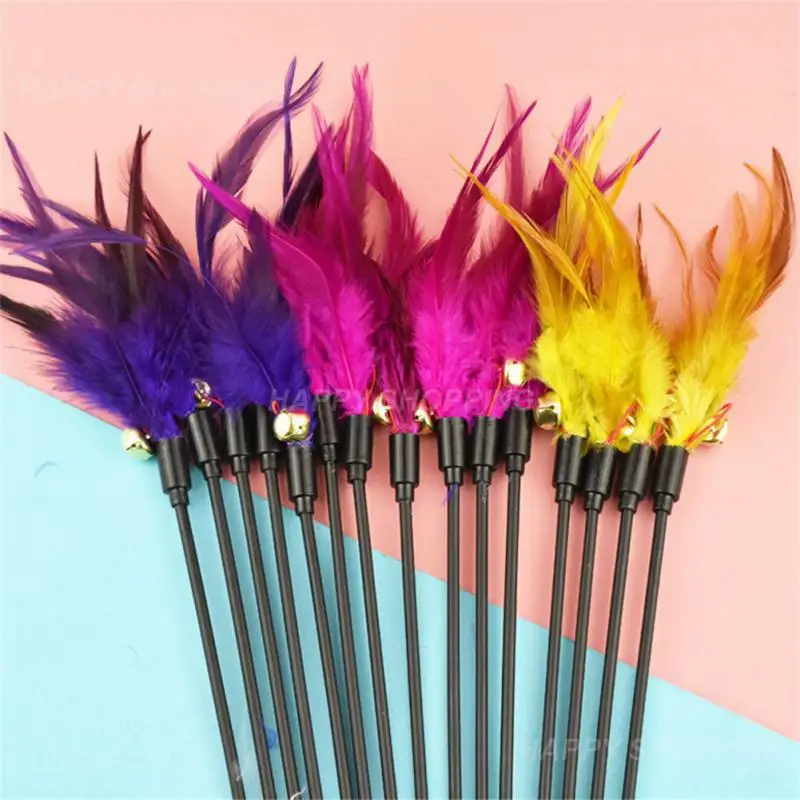 

Cat Toys Teaser Stick Interactive Toy Bell Feather Toys Cat Teaser Pet Toy Cat Teasing Stick Feather Toys