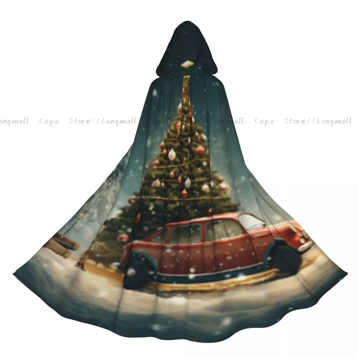 Автомобиль Рождественская елка в снегопаде плащ с капюшоном карнавальный костюм