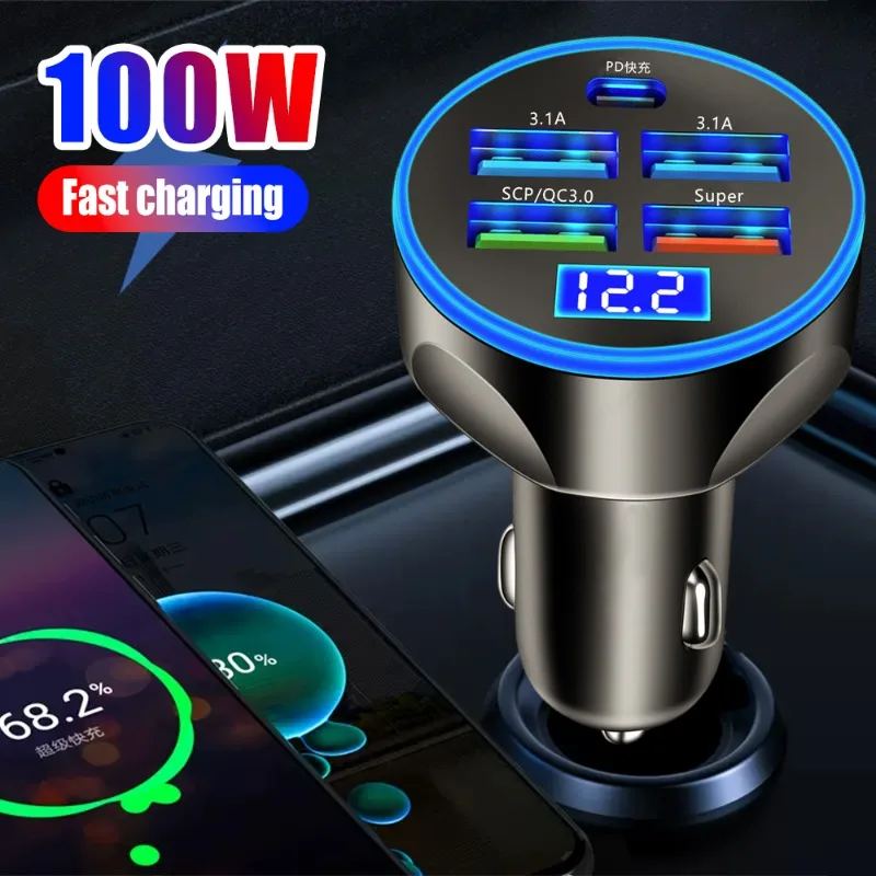 

5 Port 100W USB Car Chargers Type C Car Charger Fast Charging PD QC3.0 Phone Charger Car for IPhone Xiaomi Huawei Samsung Xiaomi