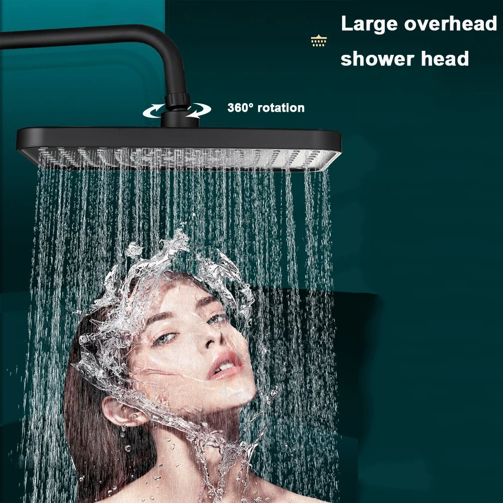 

Large Overhead Rainfall Showerhead 360 Rotation High Pressure Water Saving Thicken Tool-less Installation Bathroom Showerhead