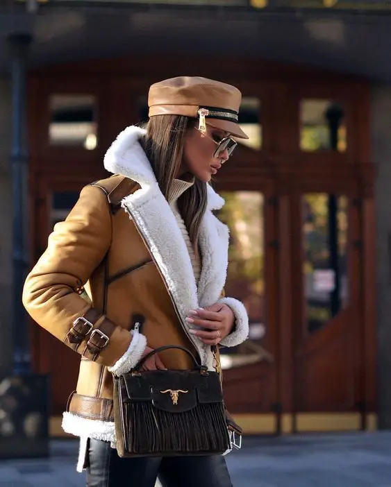 Fashion Ladies Jacket Coat PU Fur Integrated Warm Overcoat Autumn Winter New 2022