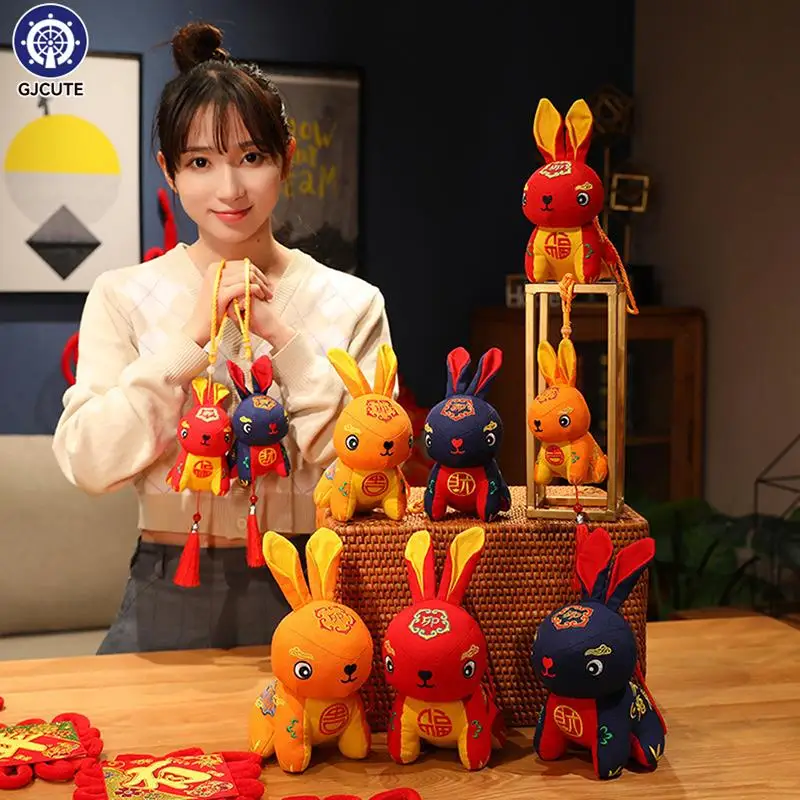 

2023 новогодний костюм Тан в китайском стиле, плюшевый кролик, игрушка 10/15/20 см, Мягкий Кролик на удачу, Мягкая кукла-талисман, коллекция, рожде...