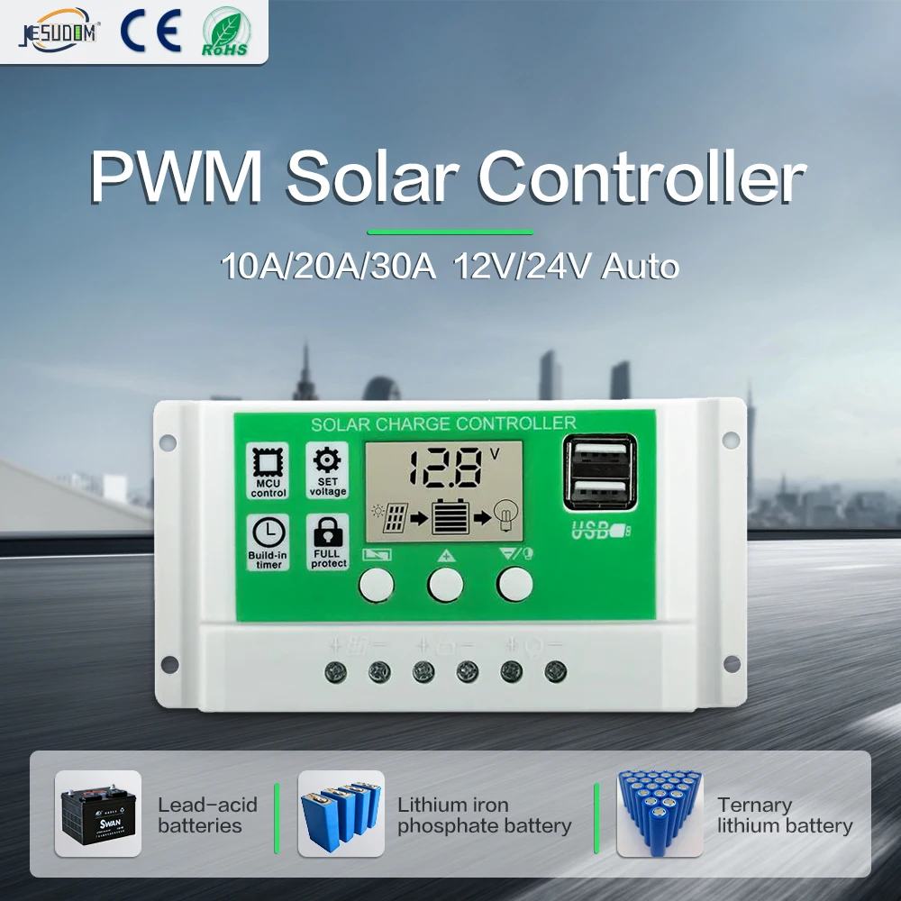 Солнечный Контроллер заряда 12 в 24 авто. Зарядное устройство 30A20A1 0A для панелей PV 100