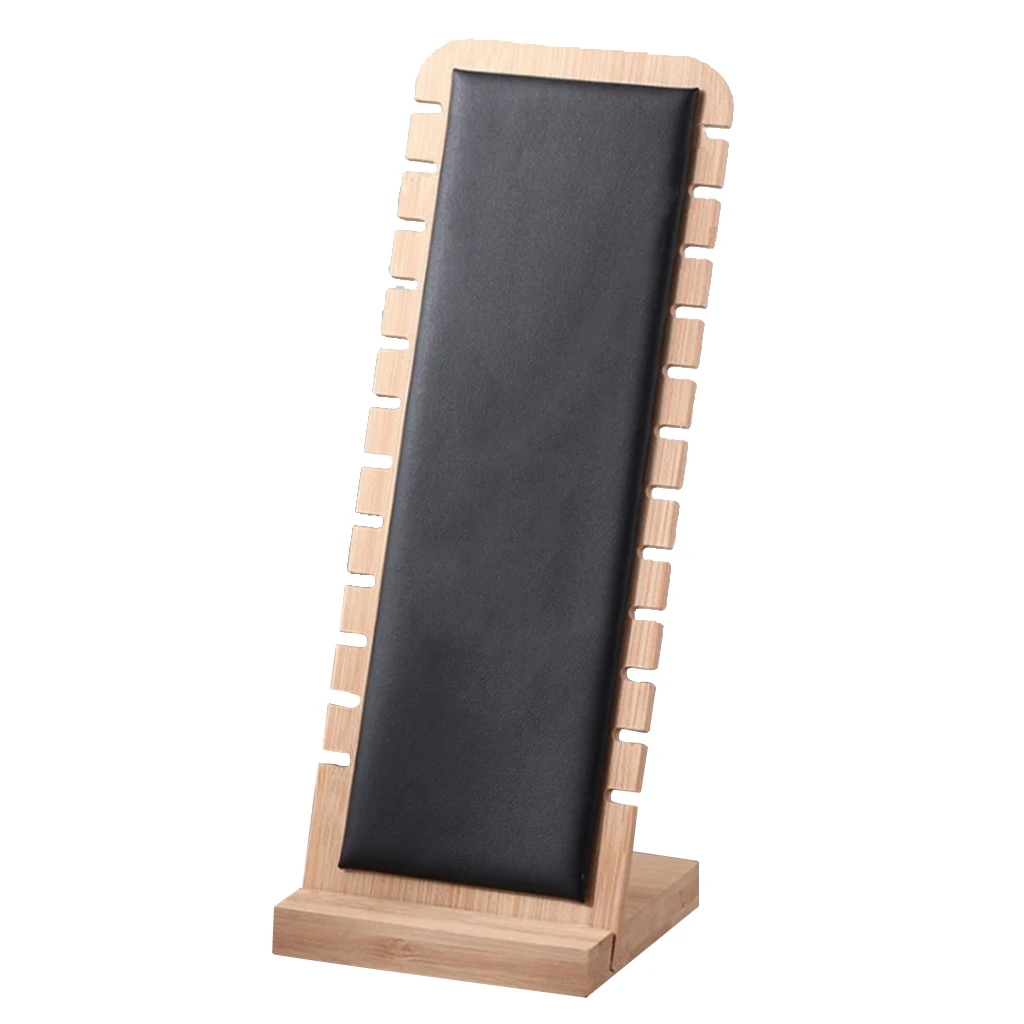 Jewelry Display Stand Suede/Leather Surface Bamboo Holder for Earrings Necklace Ring Pendant Bracelet Jewelry Organizer Tray