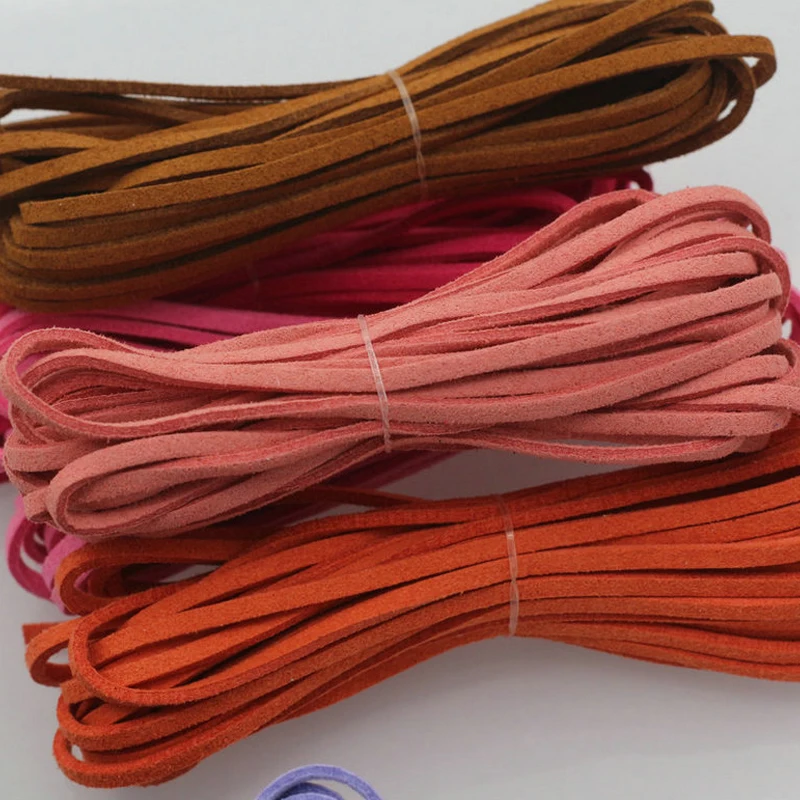 

5mx3mm Flat Faux Suede Braided Cord Velvet Leather Rope Handmade Thread String for Jewelry Bracelet Necklace Keychain