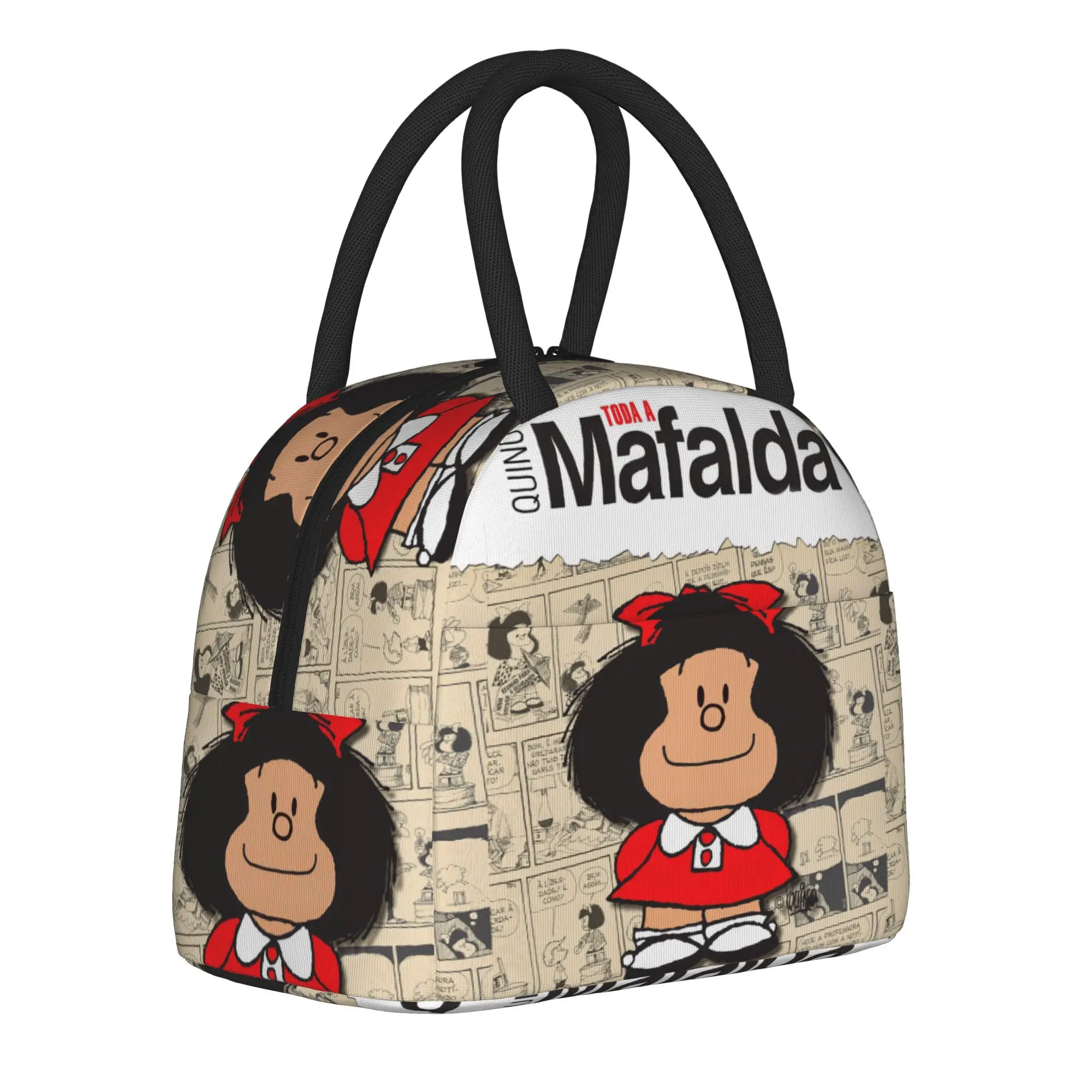 Фото Термосумка для обедов Mafalda Comic, многоразовая, с изоляцией, контейнер для еды, портативная сумка-тоут Kawaii Amine для мужчин, для работы и путешествий №1