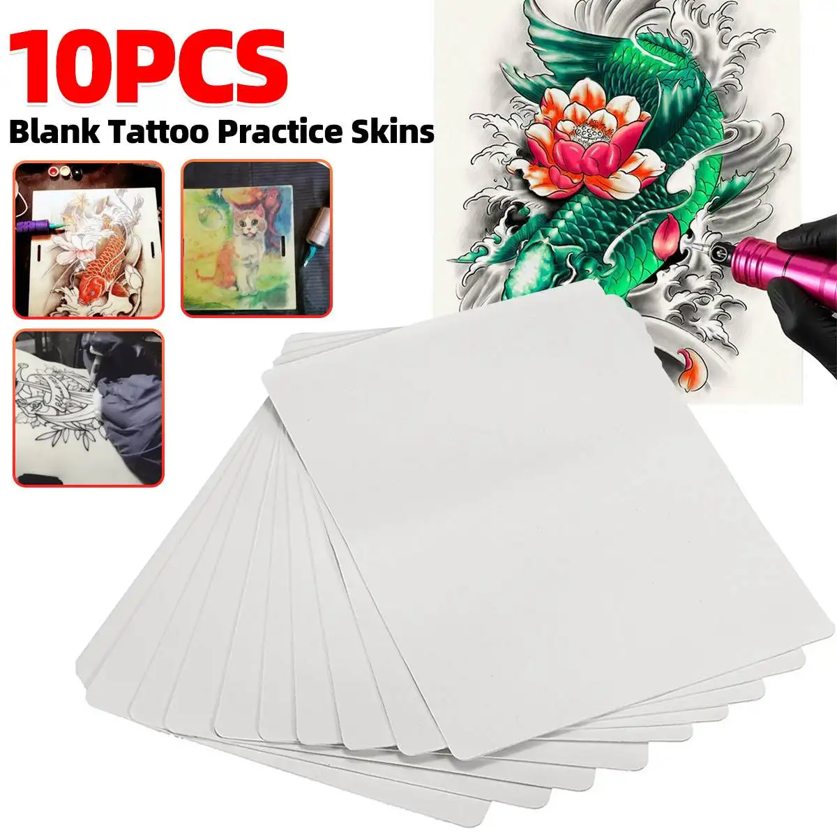 

10PCS/set Synthetic Leather Tattoo Fake Skin Makeup Tattoo Beginner Practice Microblading Double Permanent Tattoo Supplies DIY