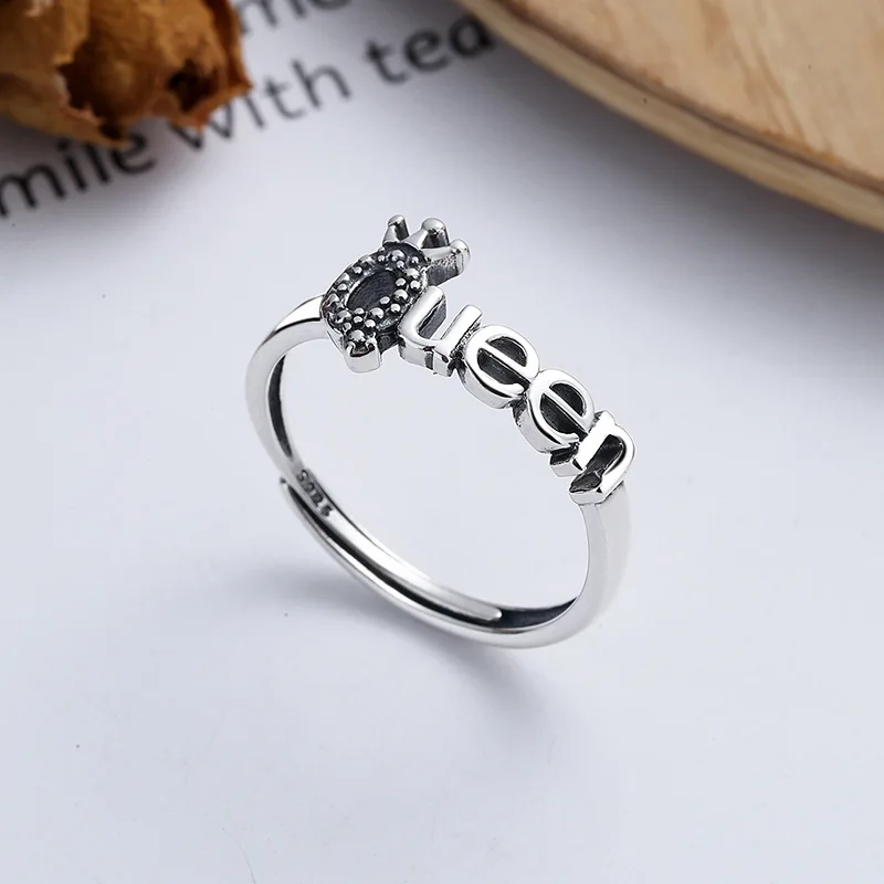 

S925 Стерлинговое Серебро Ретро темпераментная креативная Личность Корона буква королева английский индекс детской модели