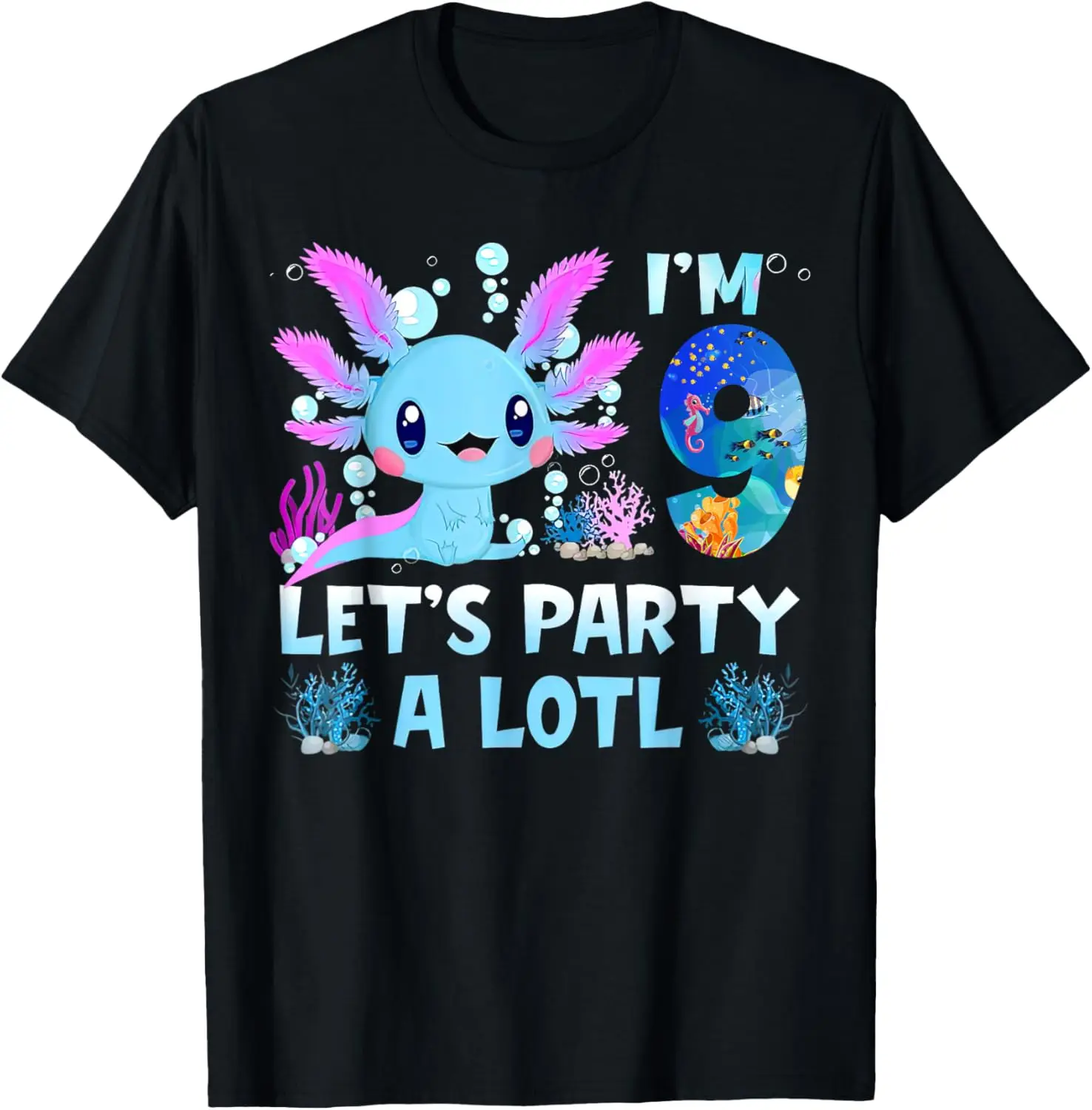 Футболка Birthday Kawaii Я могу летить вечеринку Alotl Аксолотль