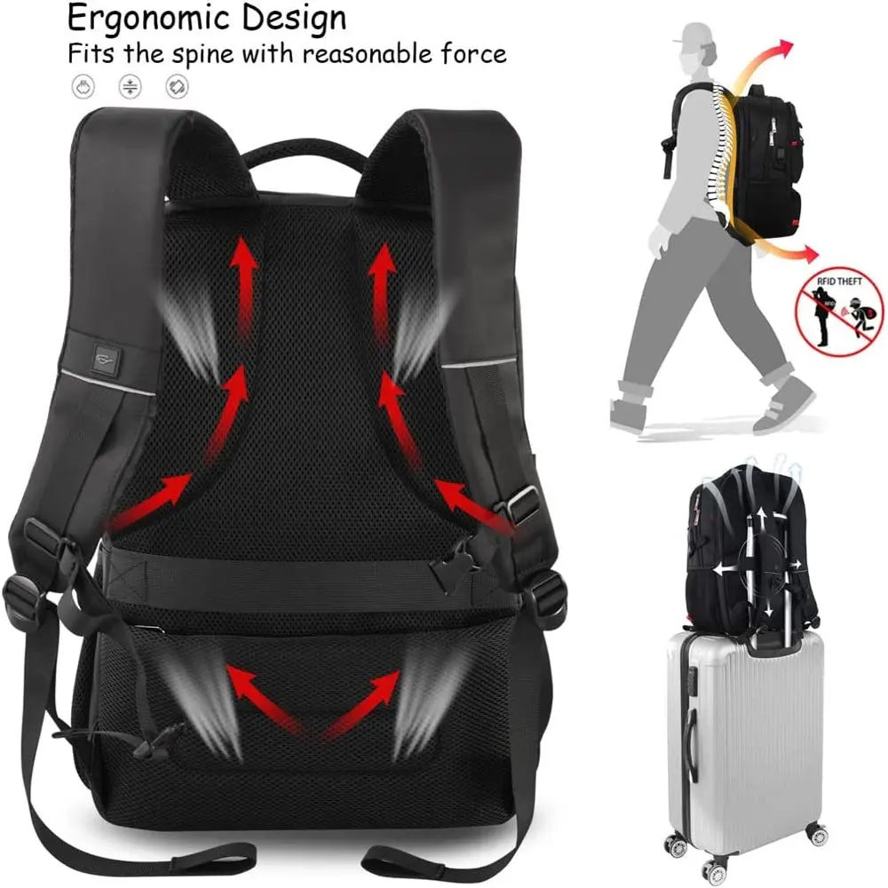 17 Inch Travel Laptop Backpack for Men Women,  Extra Larger 50L Business Backpack with USB Charging Port, Carry on College Schoo