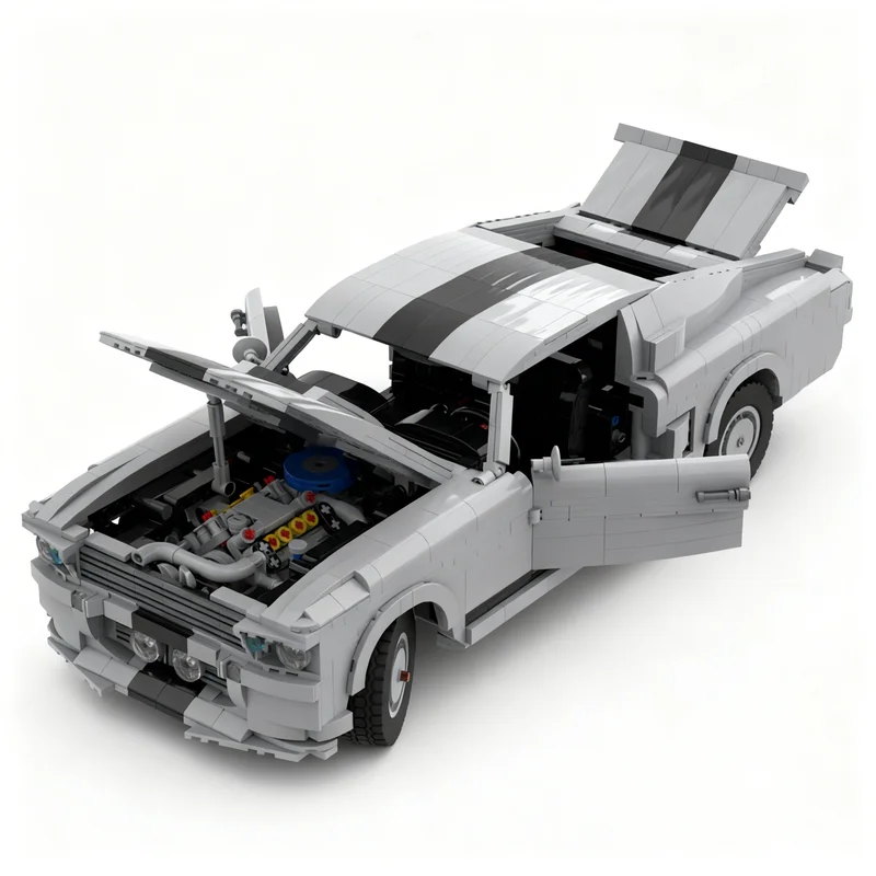 Фото 2339 деталей MOC Ford Mustang Shelby GT-500 Eleanor, модель автомобиля, строительные блоки, рождественские подарки, игрушки, декоративное изделие, 3D креатив. №3