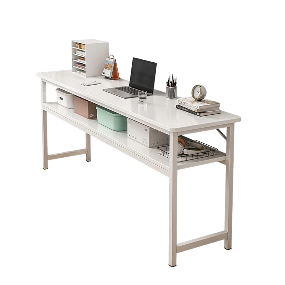 

Narrow Shape Computer Desk Having Storage Space Office Table Simplicity Modern Furniture Household Bedroom Study Write Read