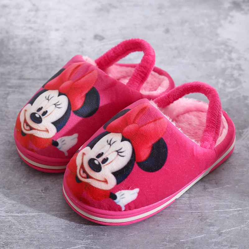 Disney children's cotton slippers cute cartoon plush home anti-skid Mickey casual shoes for boys and girls