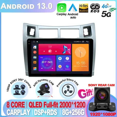 Для Toyota Yaris 2005 2006 2007 2008 2009 2010 2011 2012 Carplay автомобильный мультимедийный плеер радио автомобильное радио Android 13 GPS-навигатор