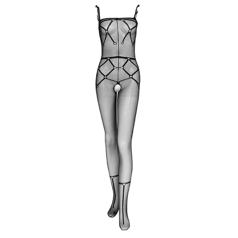 

85WB Women's Tights Underwear Female See-Through Fake Bundle Open Crotch Stockings