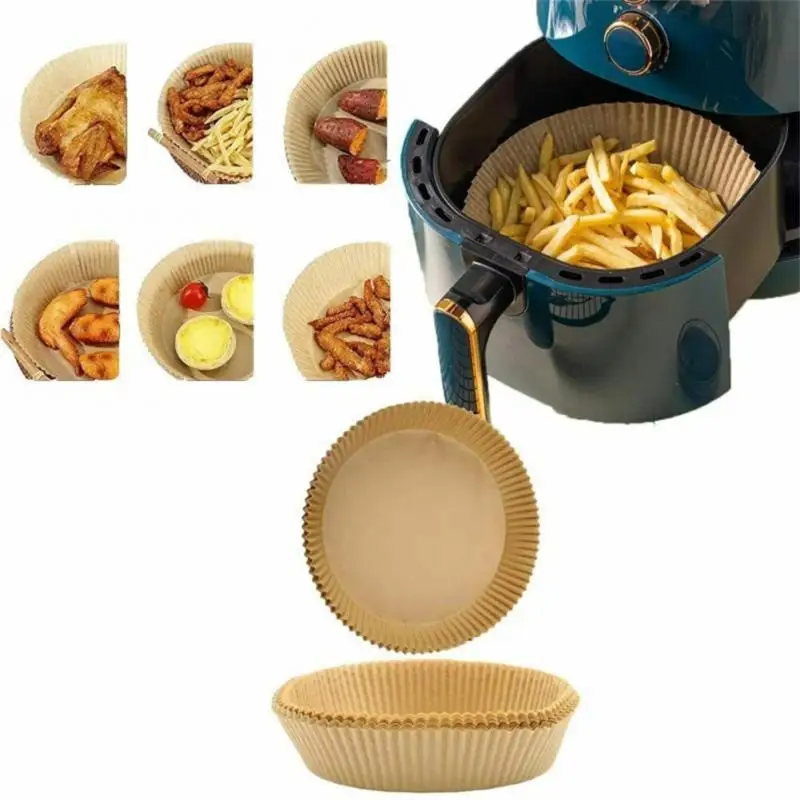 

100/50pcs 16cm Air Fryer Disposable Paper Liner Non-Stick Mat Steamer Round Paper Baking Mats Kitchen AirFryer Baking Accessorie