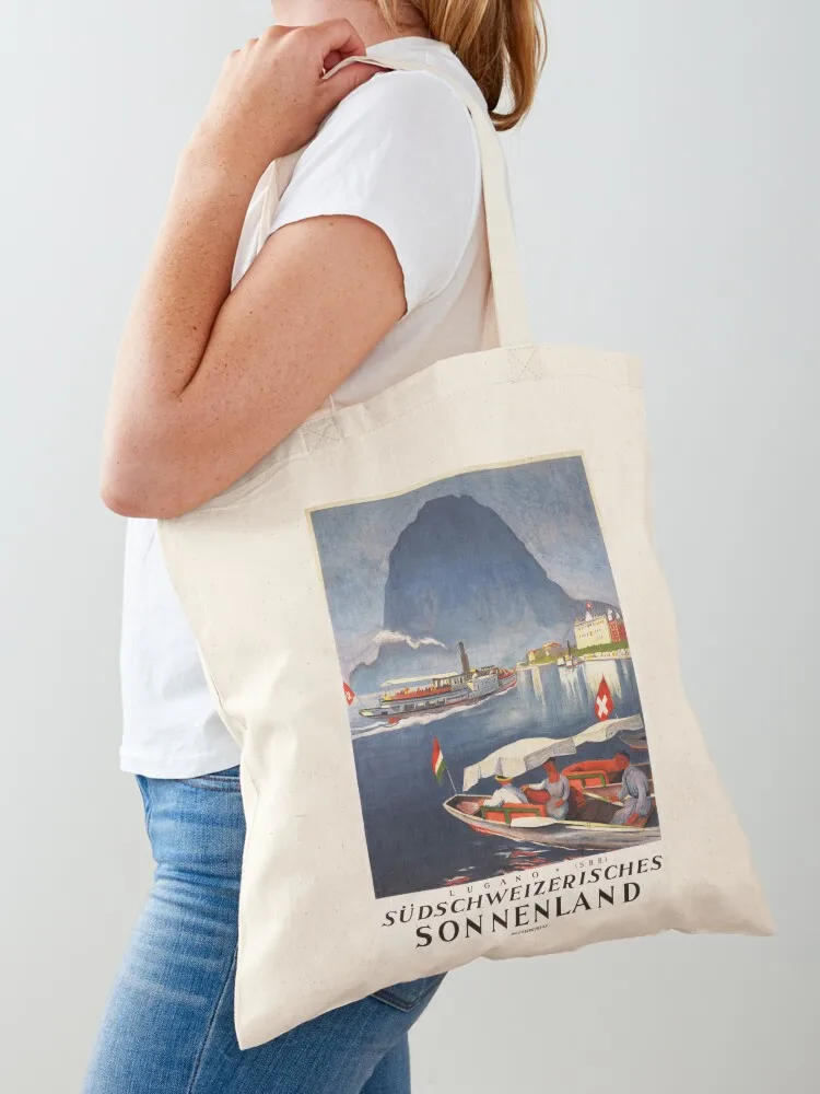 LUGANO Sudschweizerisches SONNENLAND Винтажный туристический постер для путешествий 1924 от Otto