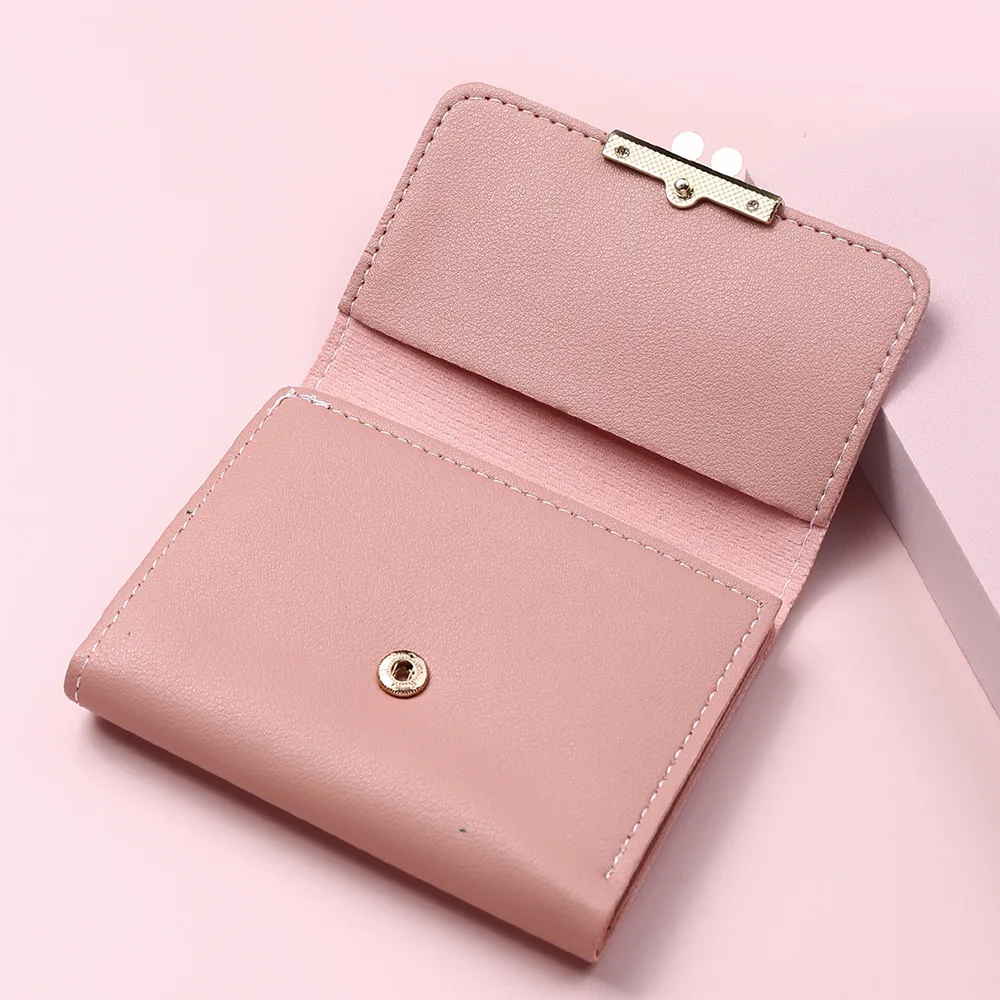 2023 New Flowers Cute Women Wallet Buckle Folding Girl Small Wallet Brand Designed PU Leather Coin Purse Female Card Holder