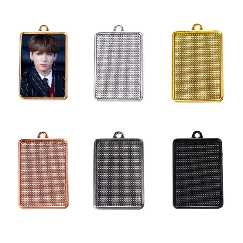 30 шт. Двусторонняя основа подвески кабошон лотки 25x37 мм Пустой ободок амулеты принадлежности для DIY ожерелье брелок ювелирные изделия аксессуары