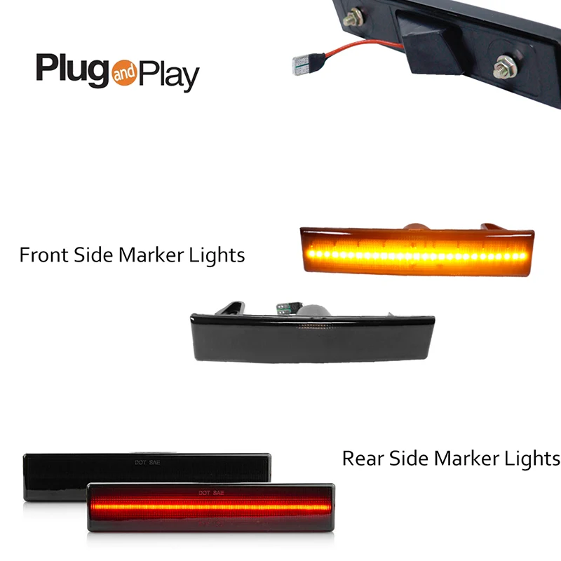 Передний Янтарный/задний красный светодиодный автомобильный бампер боковые