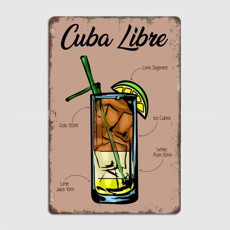 Классический кубинский художественный налет с жестяным знаком Ностальгический