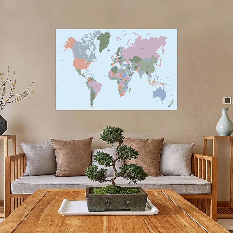 

The World Map 150*100cm Large Poster Non-woven Canvas Painting Decorative Prints School Supplies Living Room Home Decoration