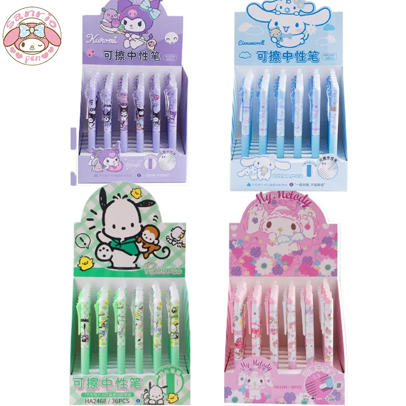 

Sanrio 18/36pcs Erasable Gel Pen Cinnamoroll Kuromi Write Tool 0.5 Blue Student Stationery Boxed School Supply Children Gift