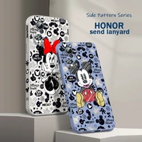 minnie mickey money phone case for huawei honor 60 se 50 30s 20 20e 10x 10i 9x 9c 9s 8a liquid left rope funda cover